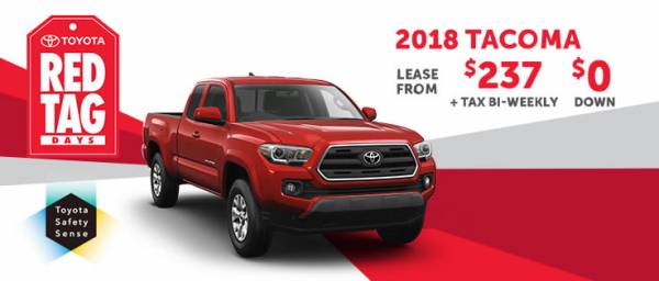 2022 Tacoma lease from $237+tax bi-weekly $0 down