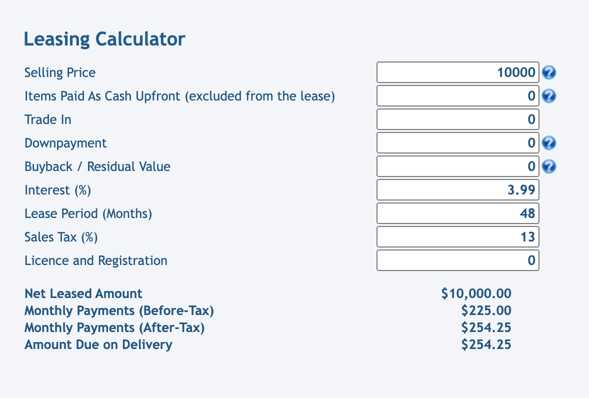 A mistake a made in my book - Car Lease Interest: 10K Loan