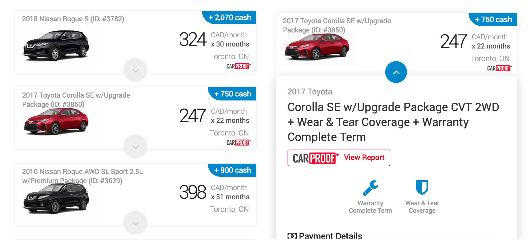 CarProof (CarFax Canada) Integration with LeaseCosts Canada