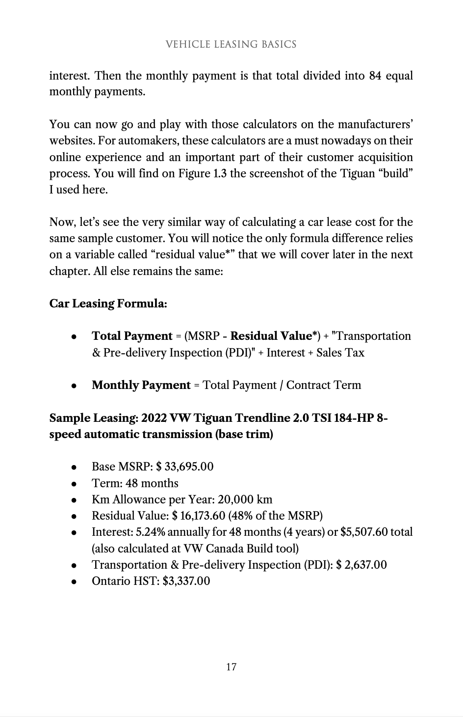 Errata correction for “Car Leasing Done Right”: Pages 17