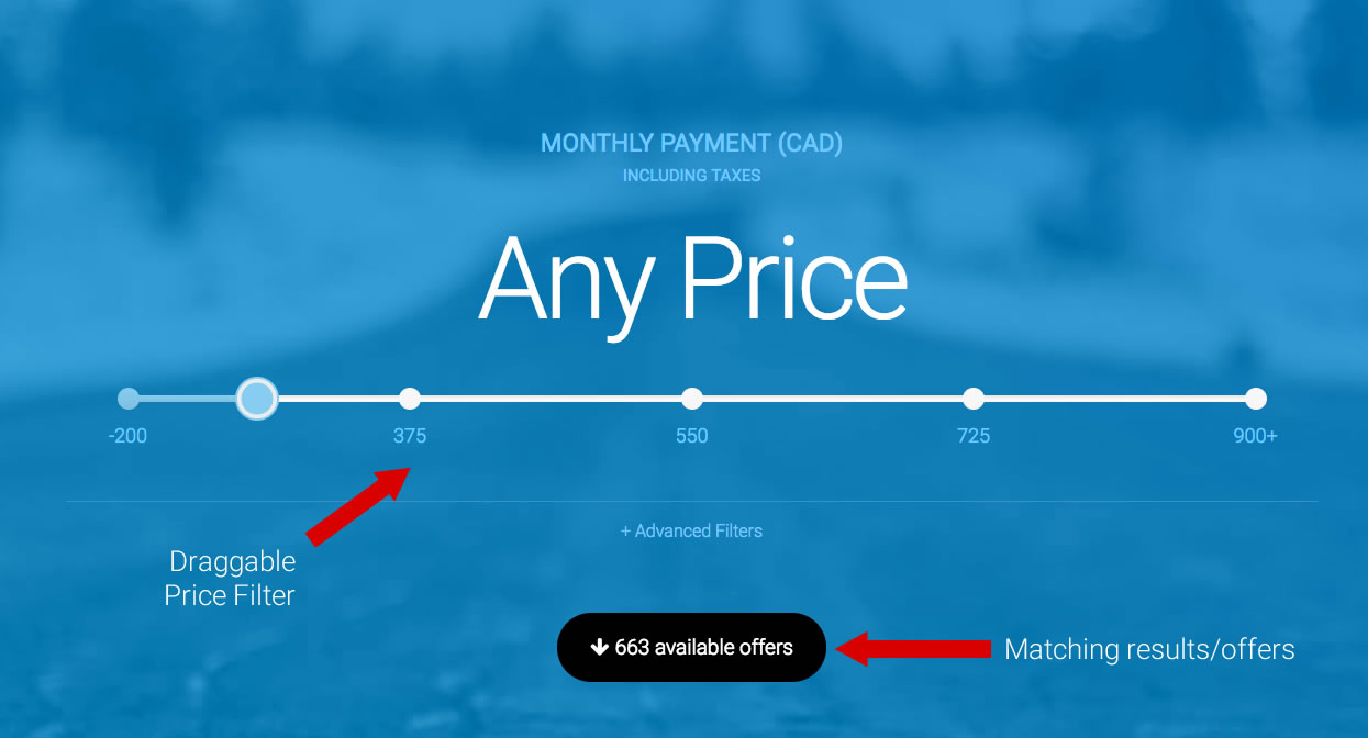 Canada Car Lease Calculator Filters